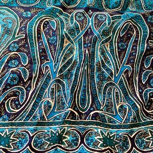 NEW w Tags 100% Pure Silk Mysore Emporium India Intricate Design Turquoise GIFT!